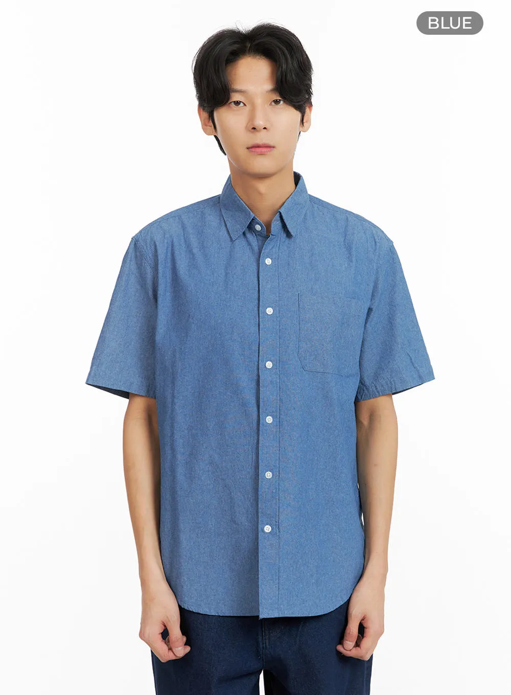 Men's Denim Short Sleeve Buttoned Shirt IA402