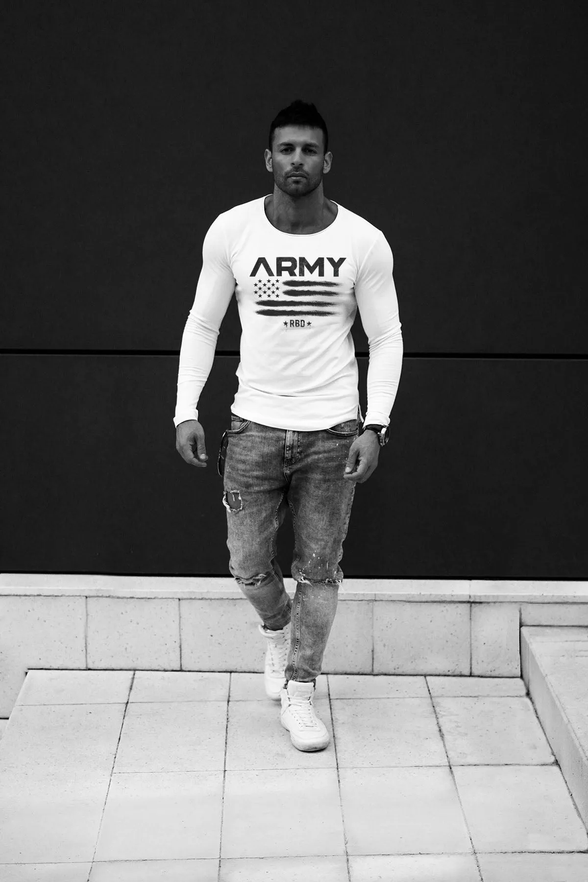 Mens Long Sleeve T-shirt "ARMY" MD711