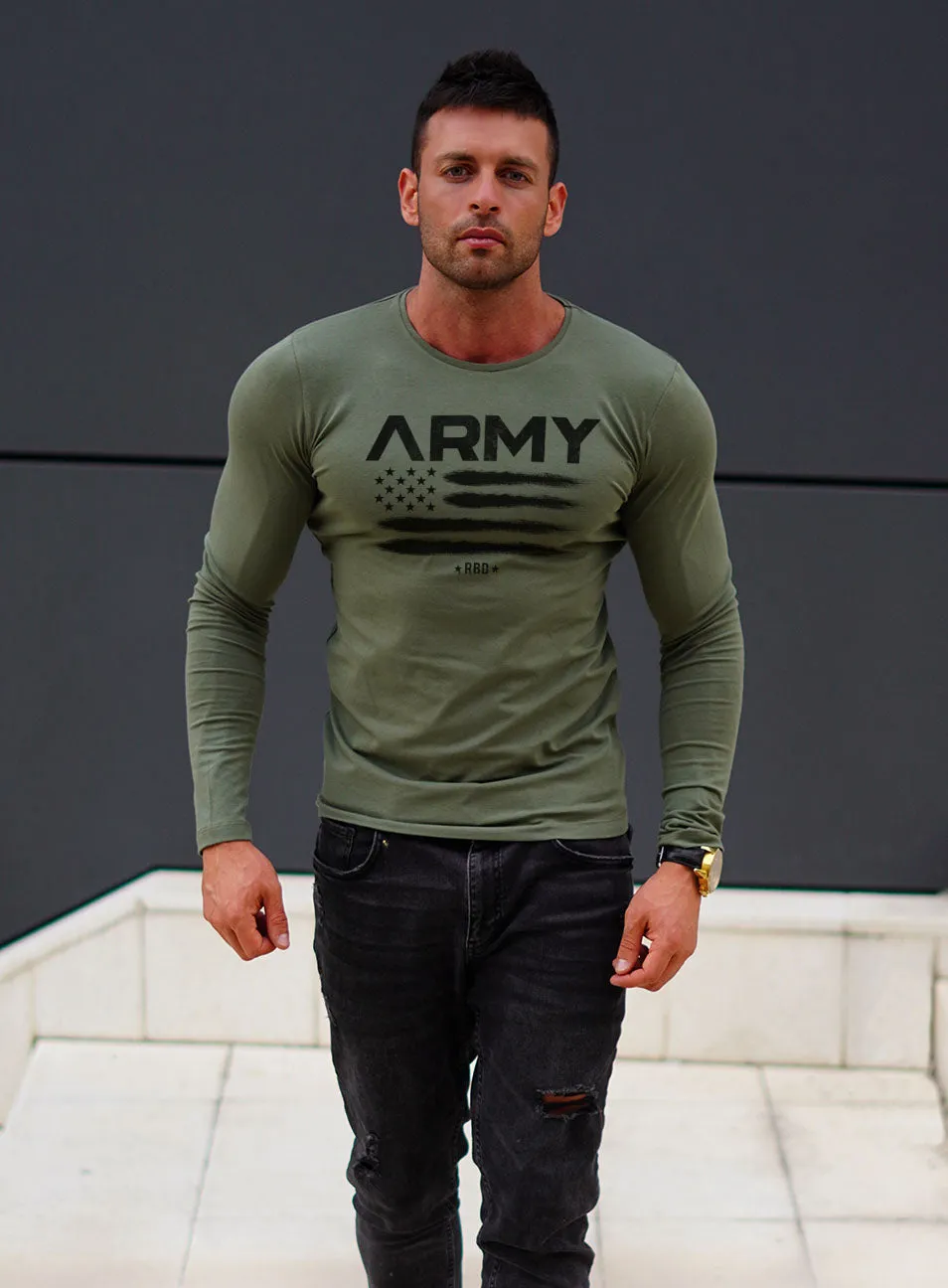 Mens Long Sleeve T-shirt "ARMY" MD711