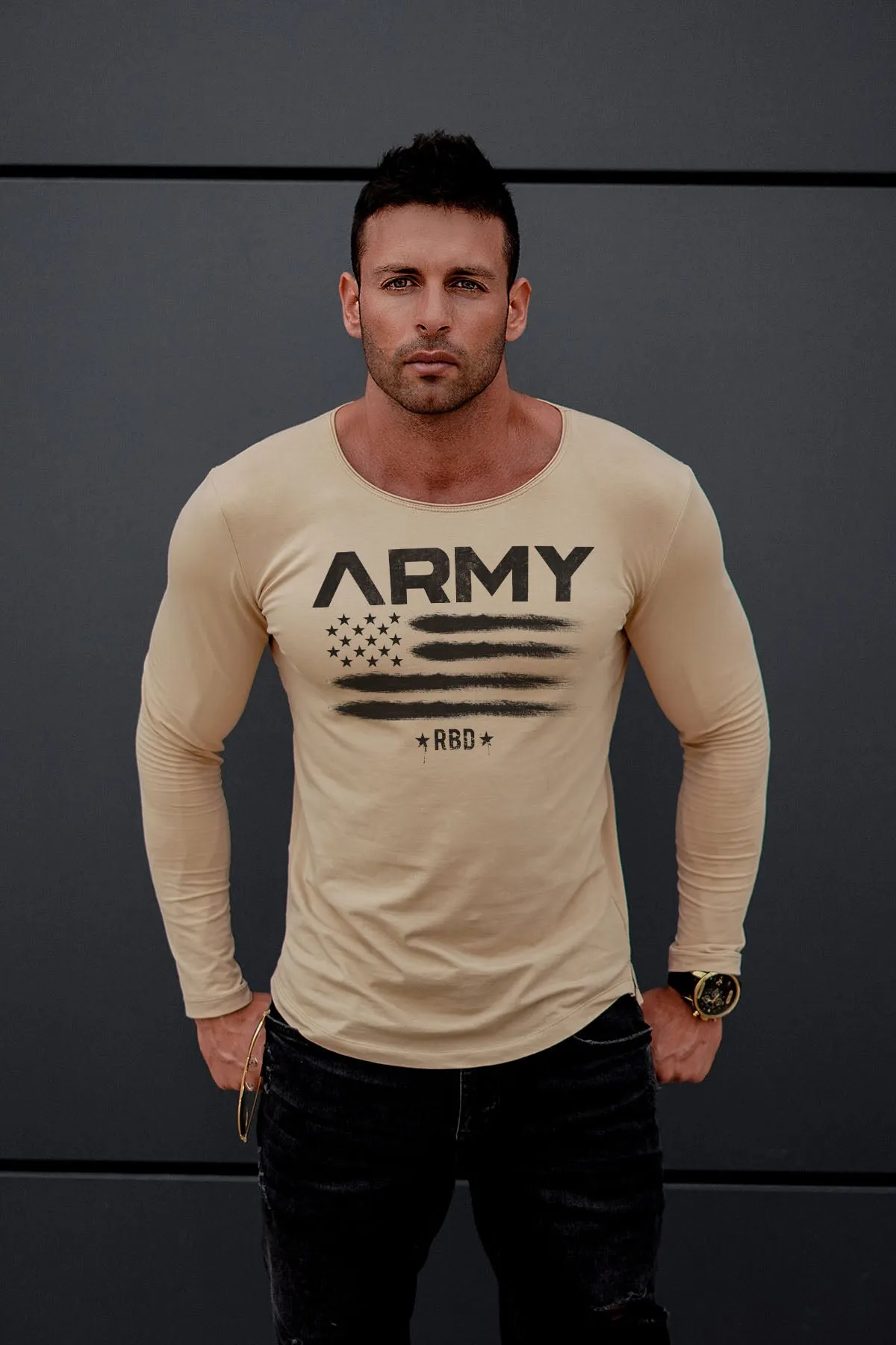 Mens Long Sleeve T-shirt "ARMY" MD711