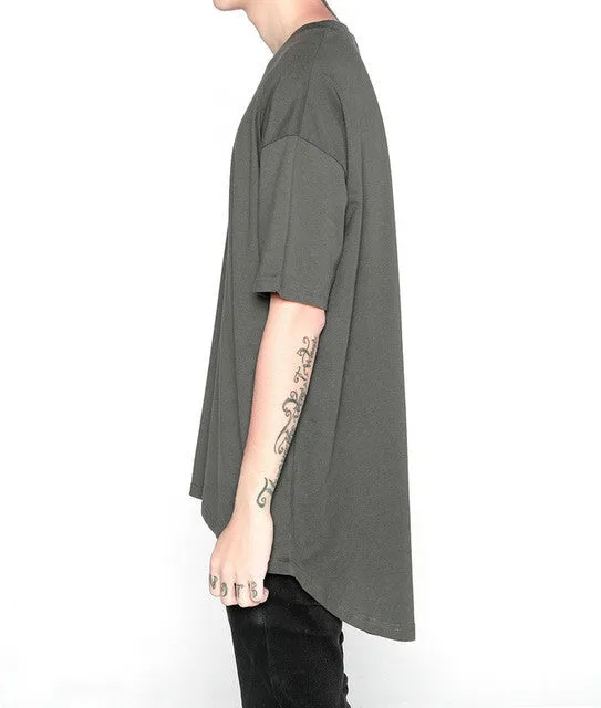 Men's  t -shirts extended irregular hem