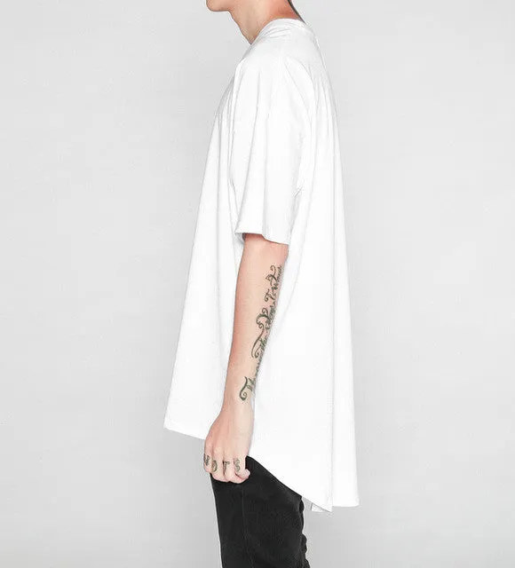 Men's  t -shirts extended irregular hem