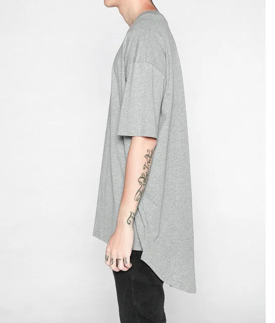 Men's  t -shirts extended irregular hem