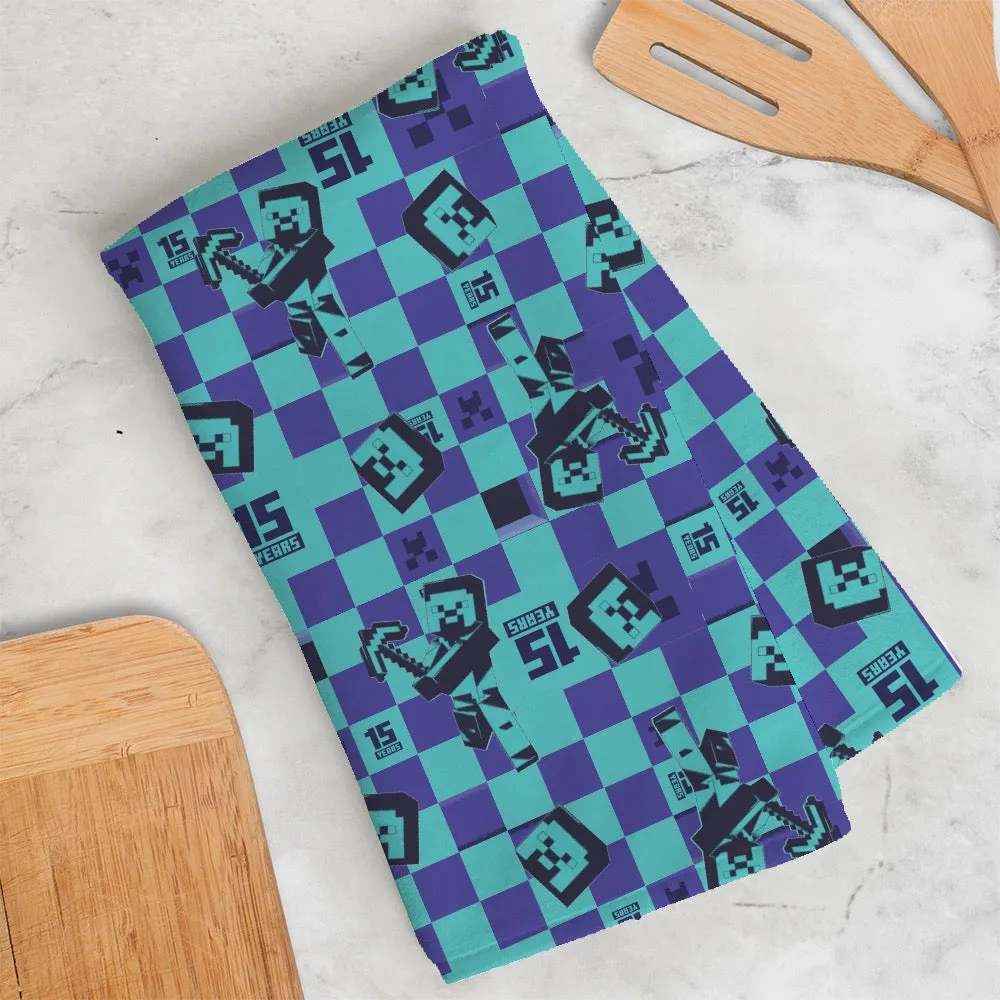 Minecraft 15th Anniversary Checkered Tea Towel