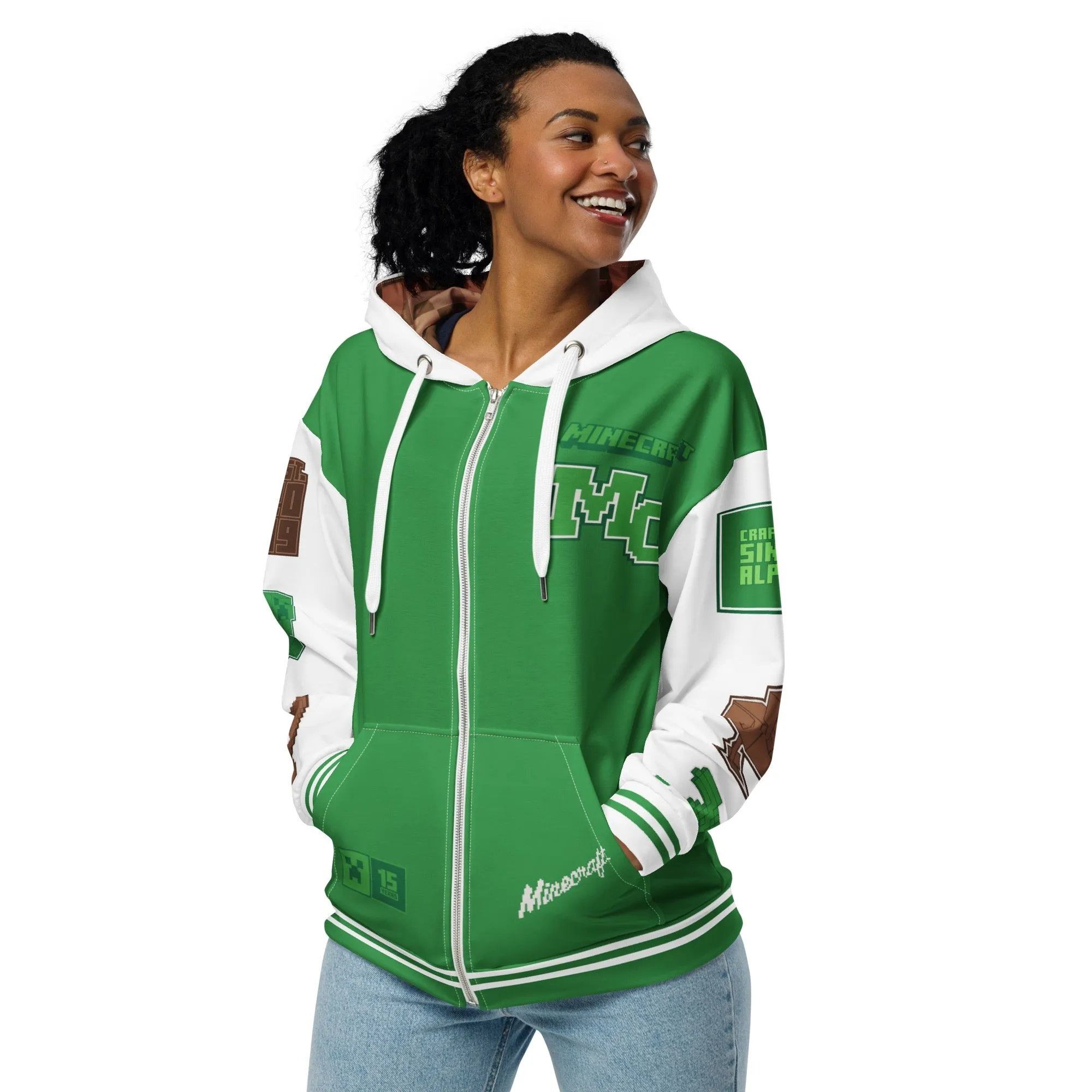 Minecraft 15th Anniversary Varsity Adult Zip-Up