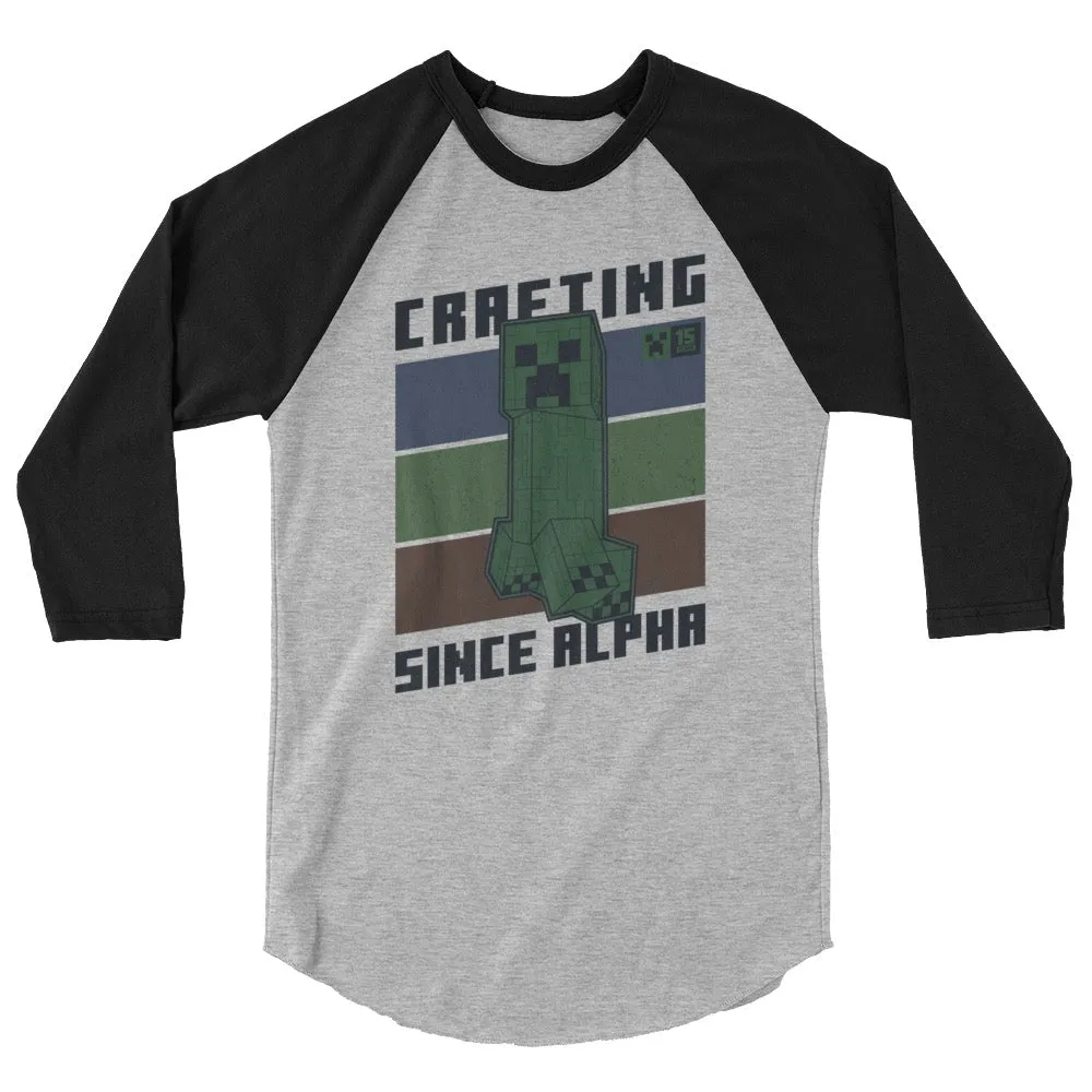 Minecraft 15th Anniversary Vintage Creeper Adult Raglan