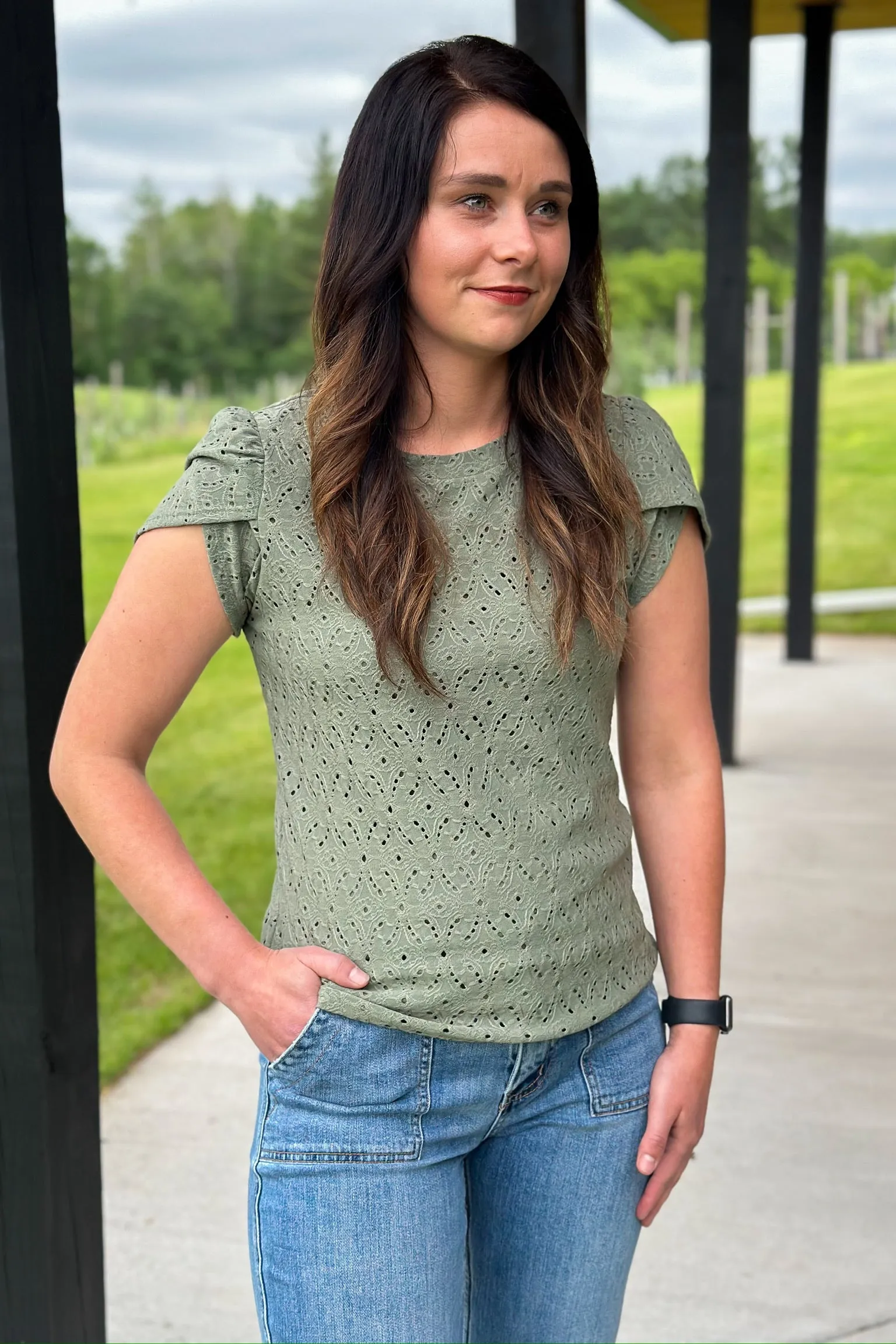 Olive Crochet Blouse