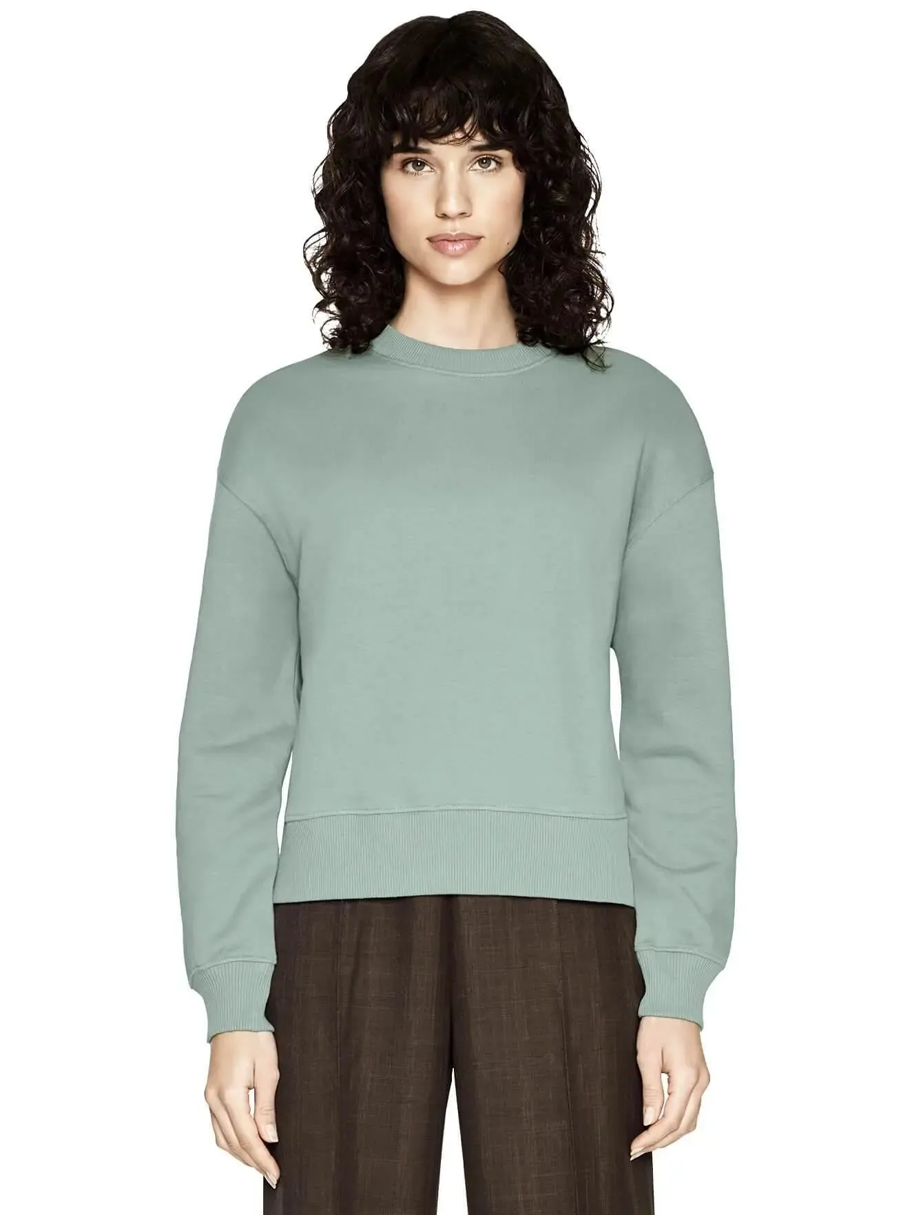 Organic dropped shoulder sweatshirt in green and black