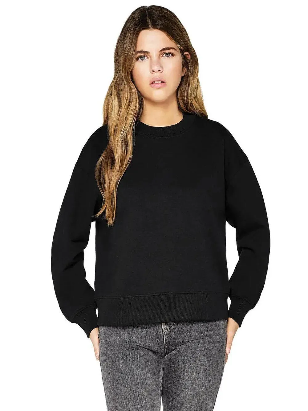 Organic dropped shoulder sweatshirt in green and black