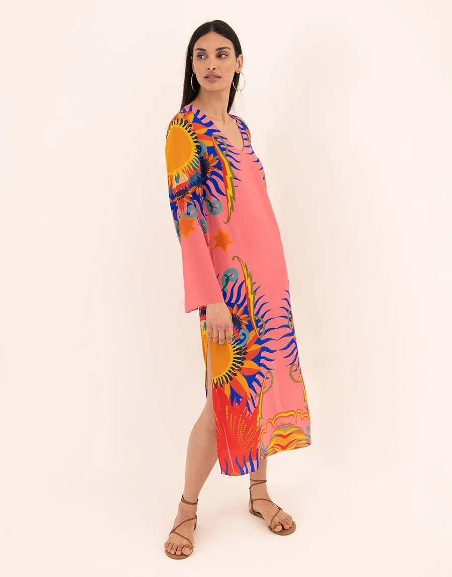 Phoenix Crepe Midi Dress - Sun Goddess Peach