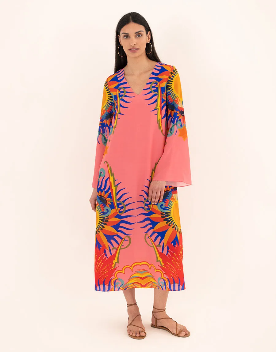 Phoenix Crepe Midi Dress - Sun Goddess Peach