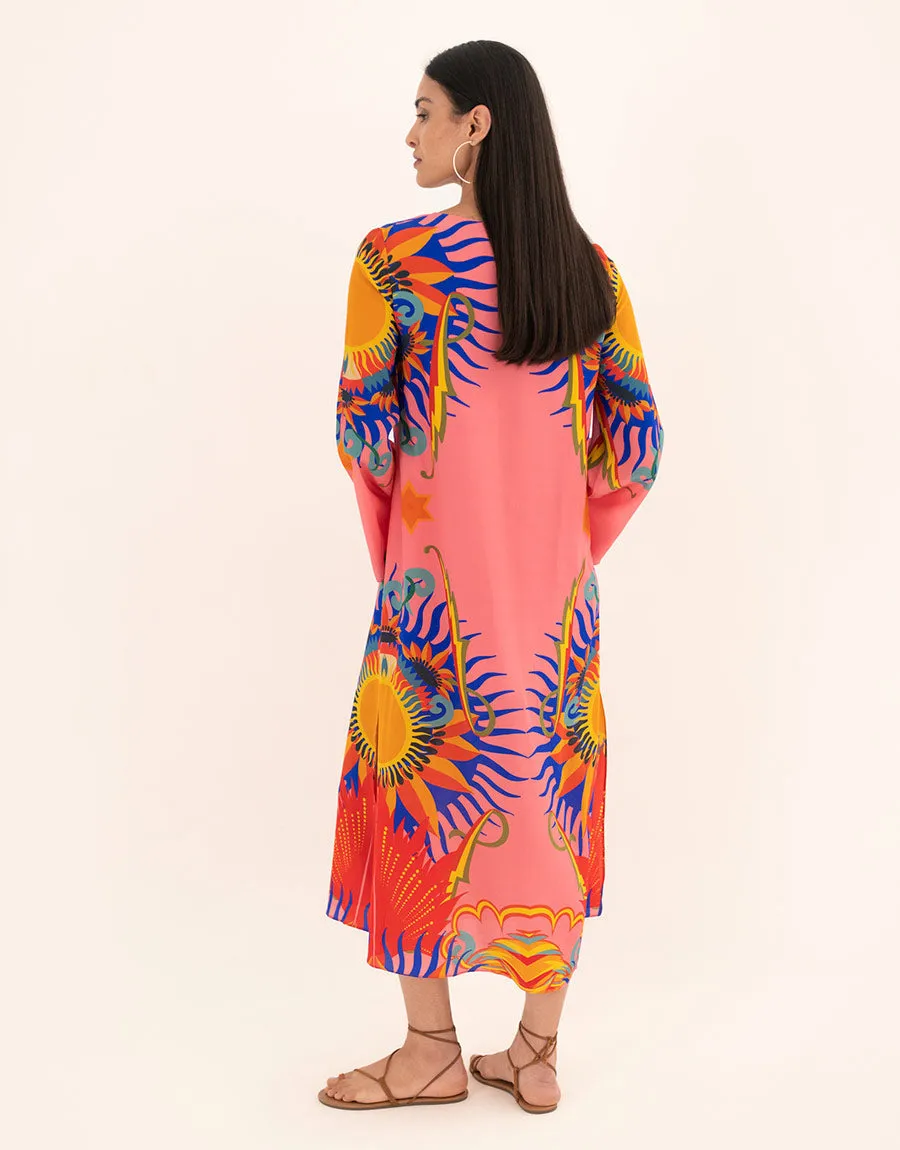 Phoenix Crepe Midi Dress - Sun Goddess Peach