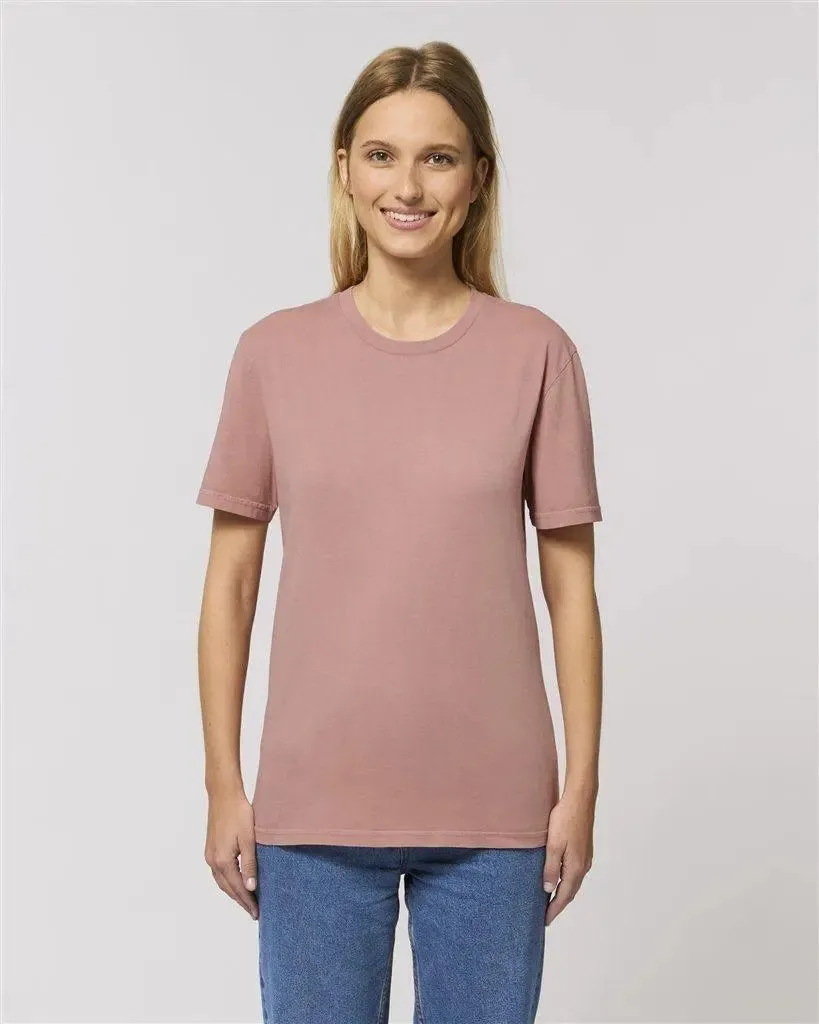 Pink organic unisex vintage dyed t-shirt