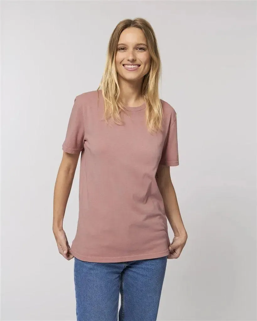 Pink organic unisex vintage dyed t-shirt