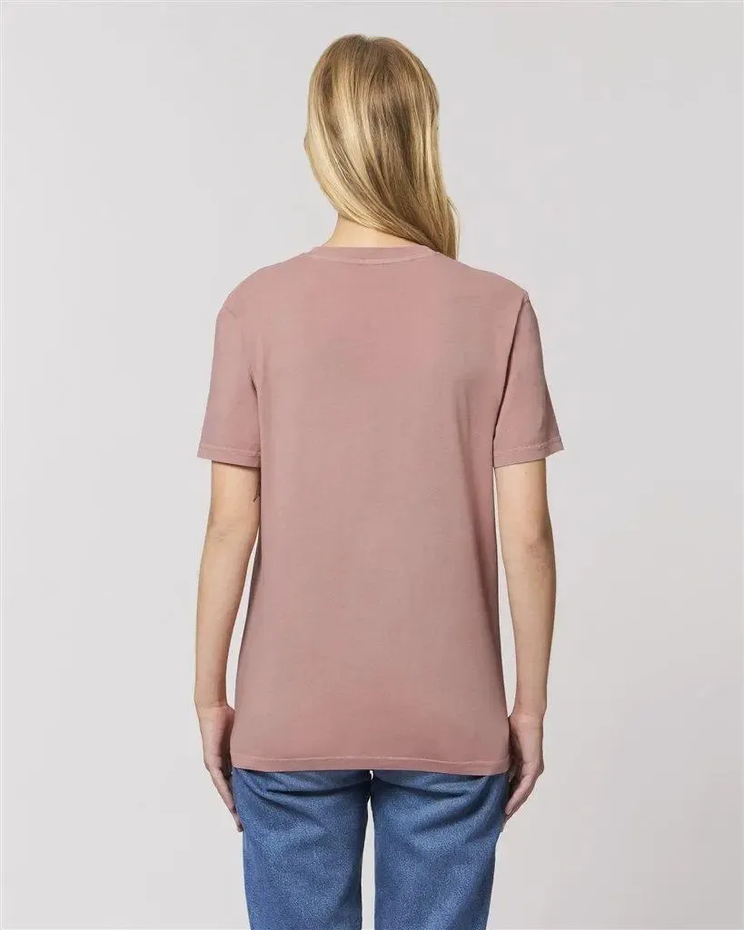 Pink organic unisex vintage dyed t-shirt