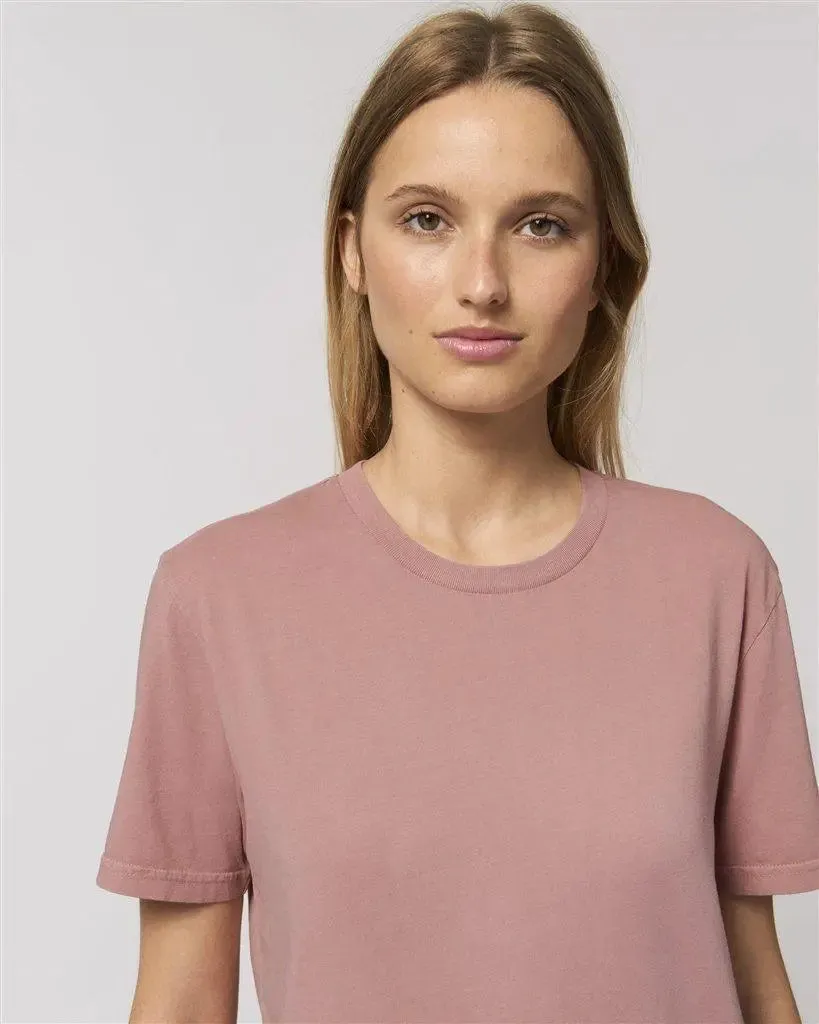 Pink organic unisex vintage dyed t-shirt