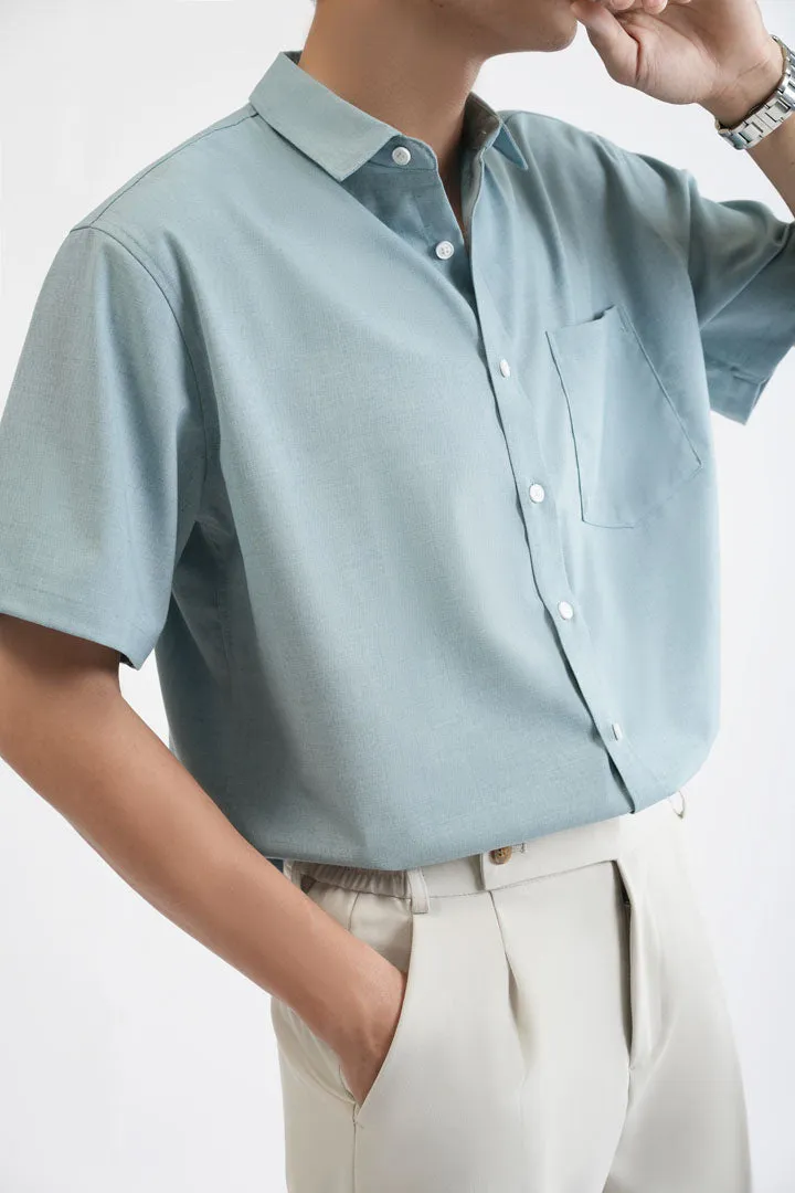 Plain Short Sleeve Shirt with Pockets 4305