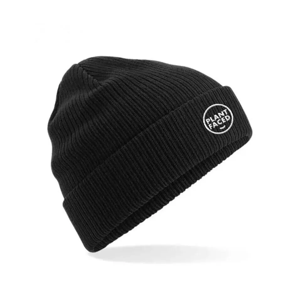 Plant Faced Organic Beanie - Fisherman Black