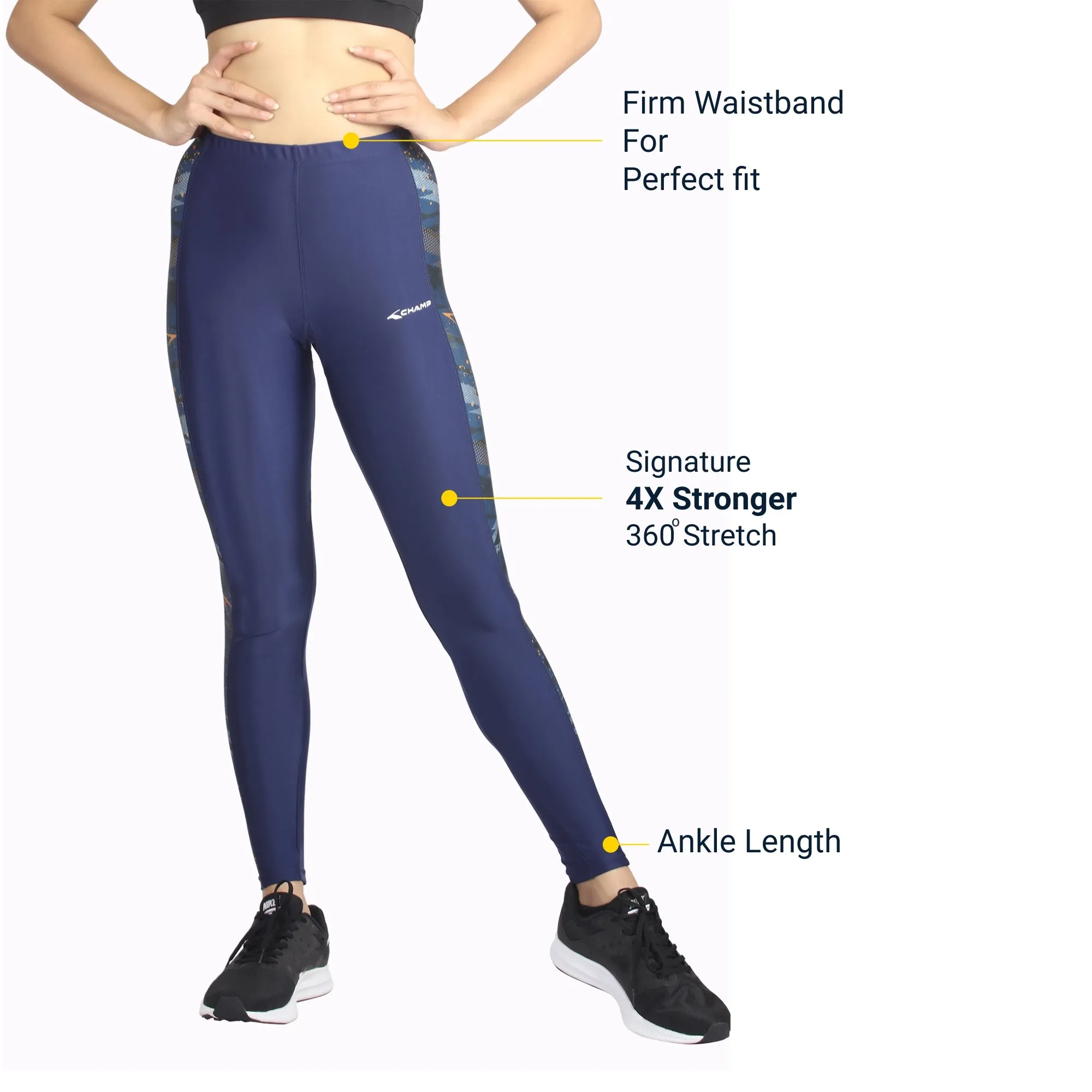 Power Block Women's LEGGING (Ideal for Running, Gym and Yoga) Anti Chafing