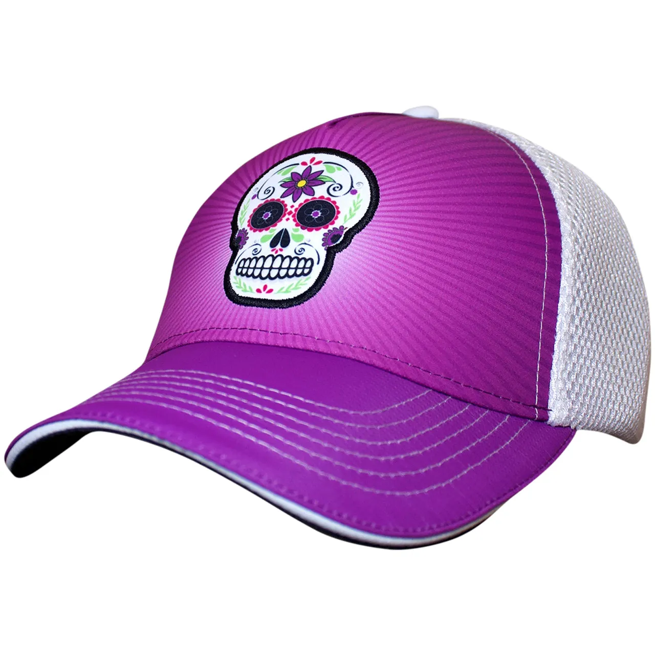 Purple Sugar Skull 5 Panel Trucker Hat