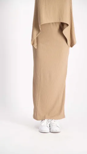 Ribbed Maxi Skirt / Camel