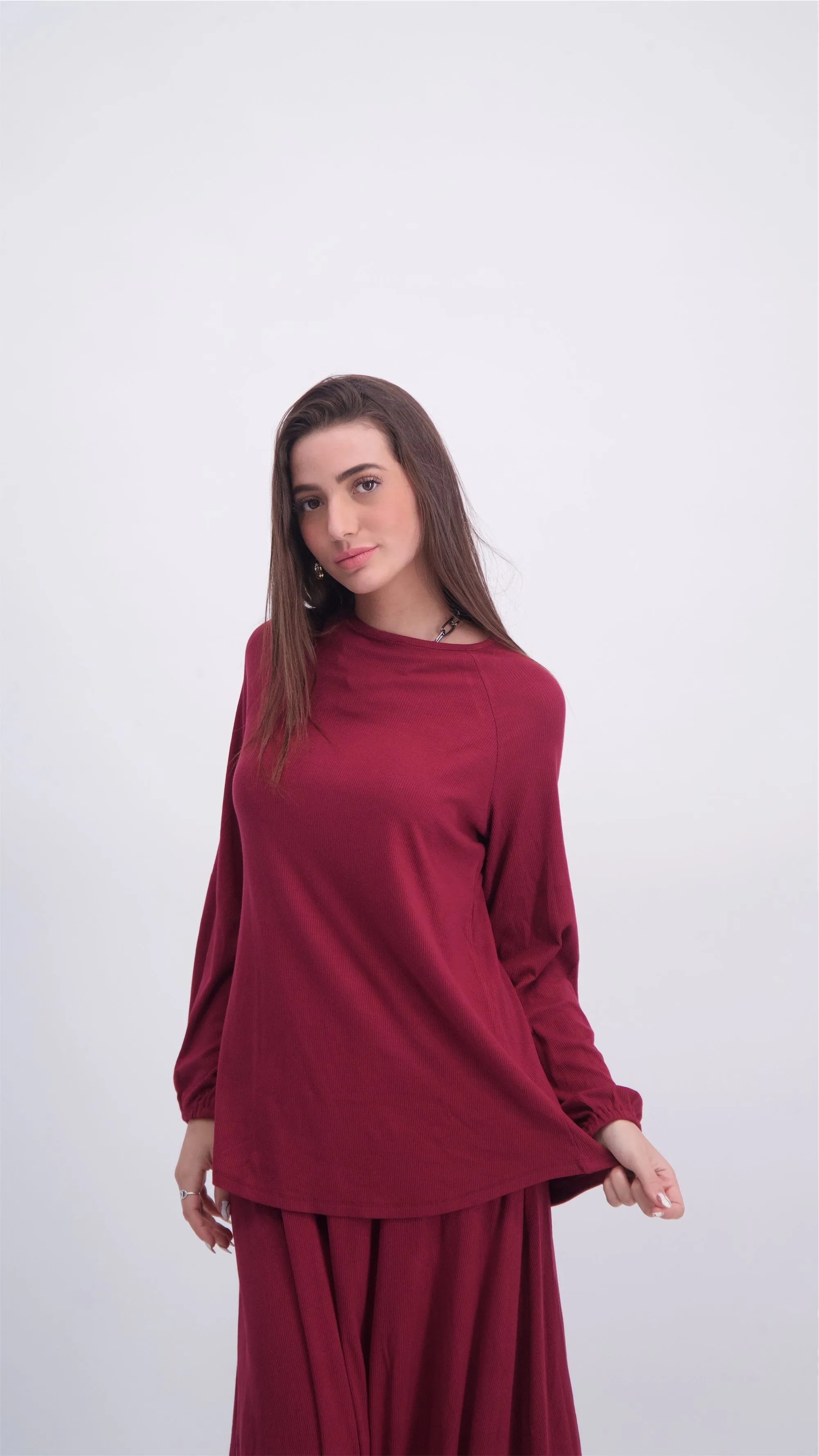 Ribbed T-Shirt / Burgandy / חולצה