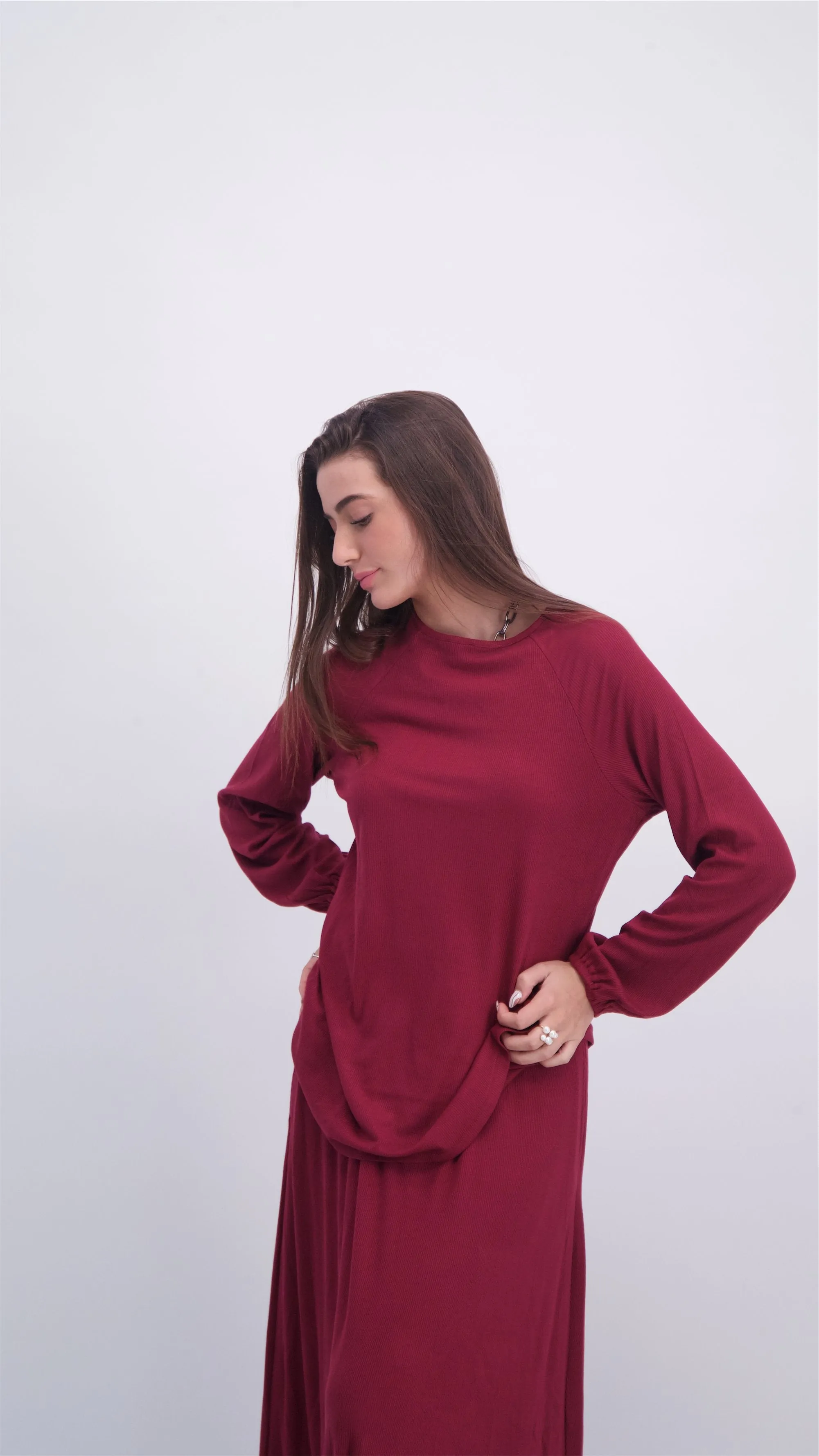 Ribbed T-Shirt / Burgandy / חולצה