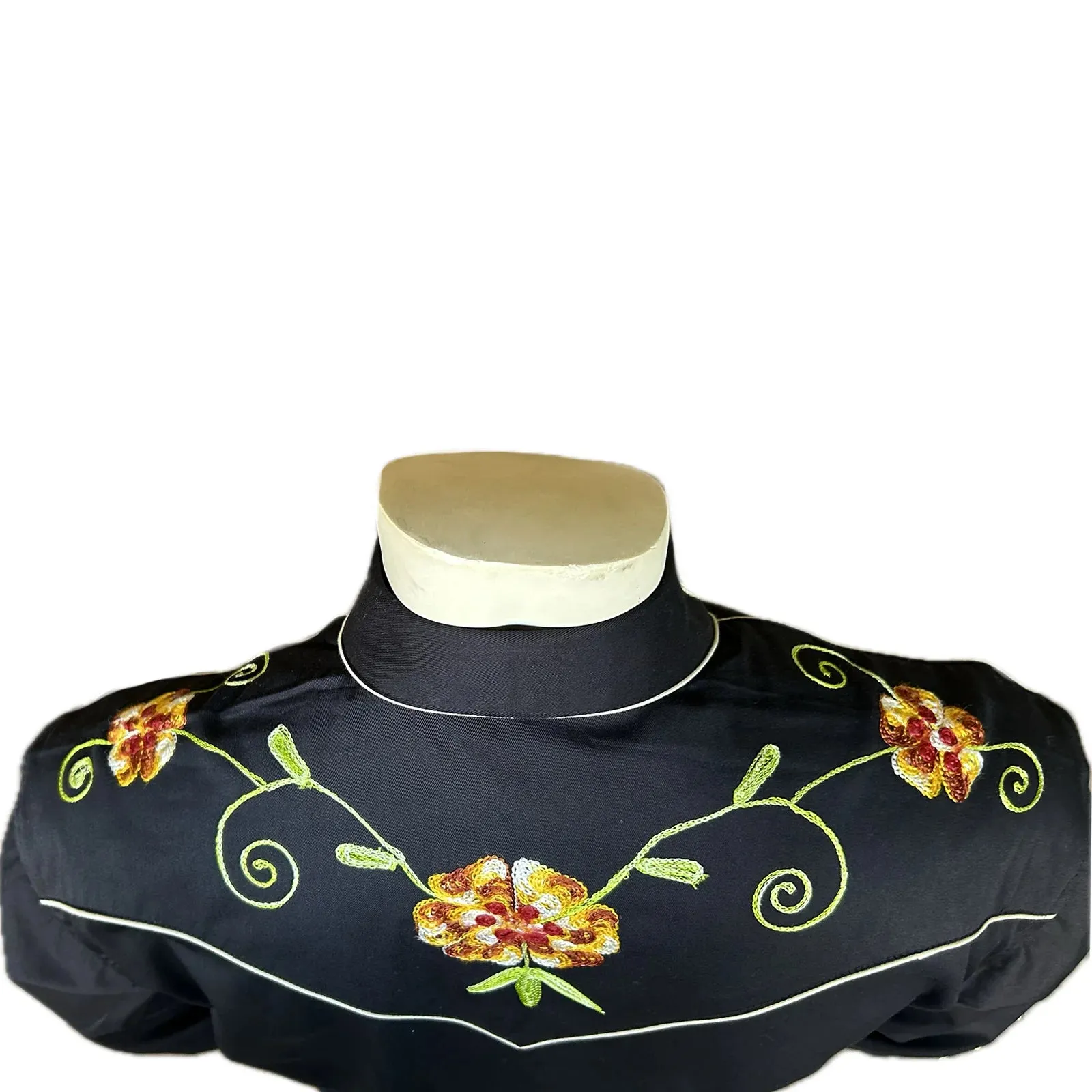 Rockmount Ranchwear Floral Embroidery Cotton Gabardine Black Western Shirt