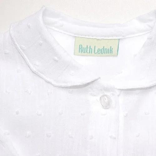 Ruth Lednik White Fleck Buttoned Blouse