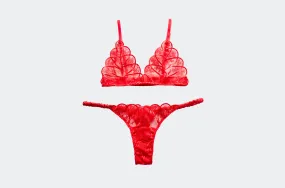 Scarlet Lace And Satin Set