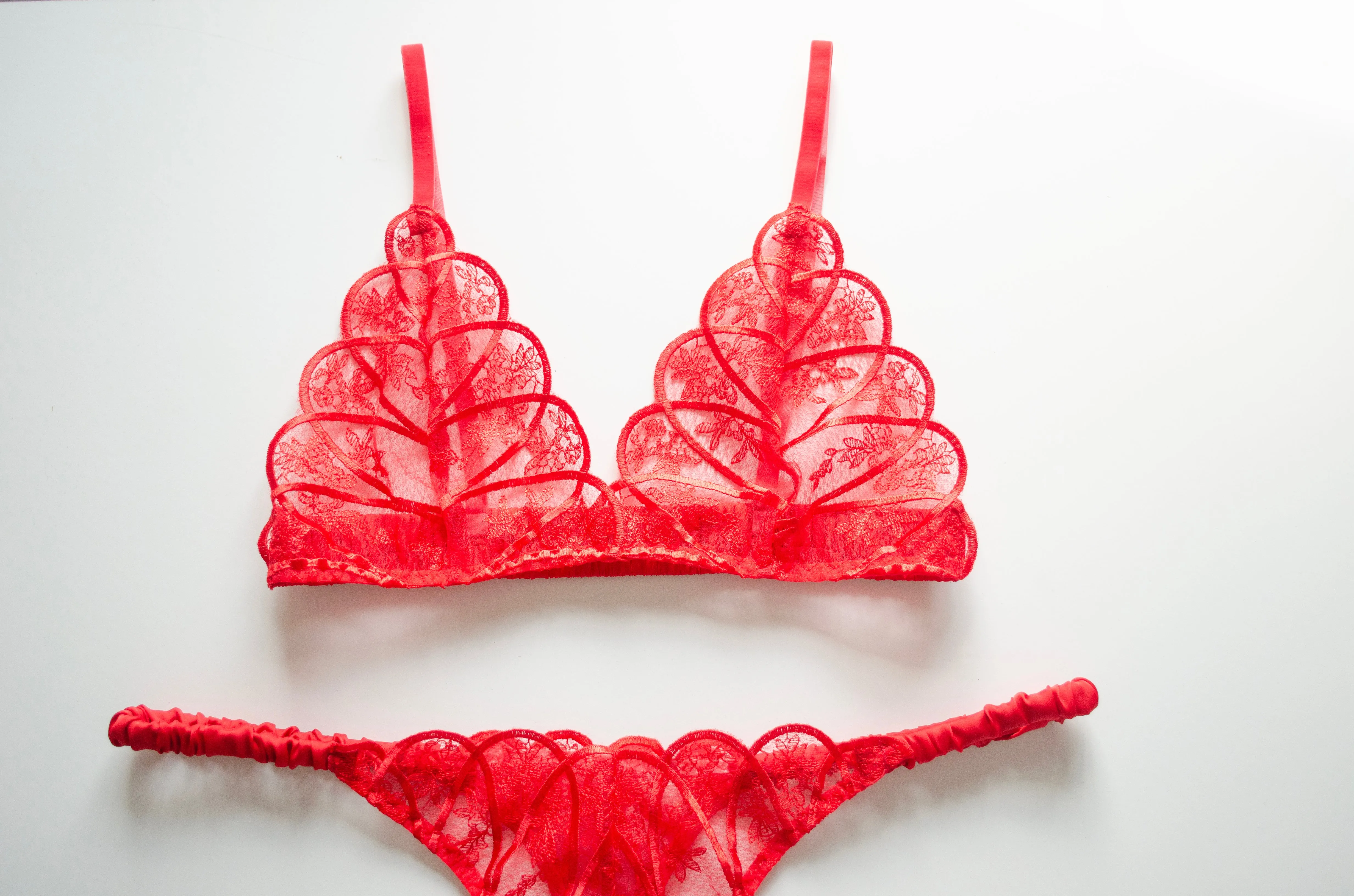 Scarlet Lace And Satin Set