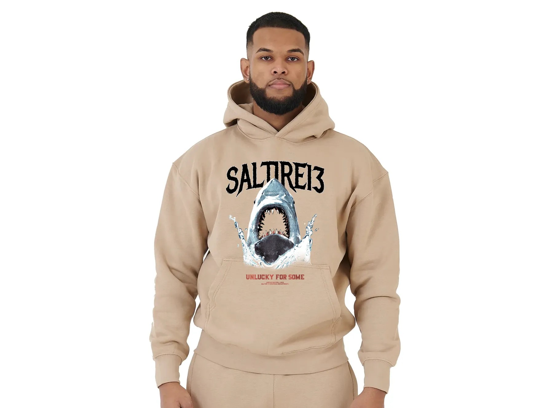 Shark Graphic Beige Hoodie