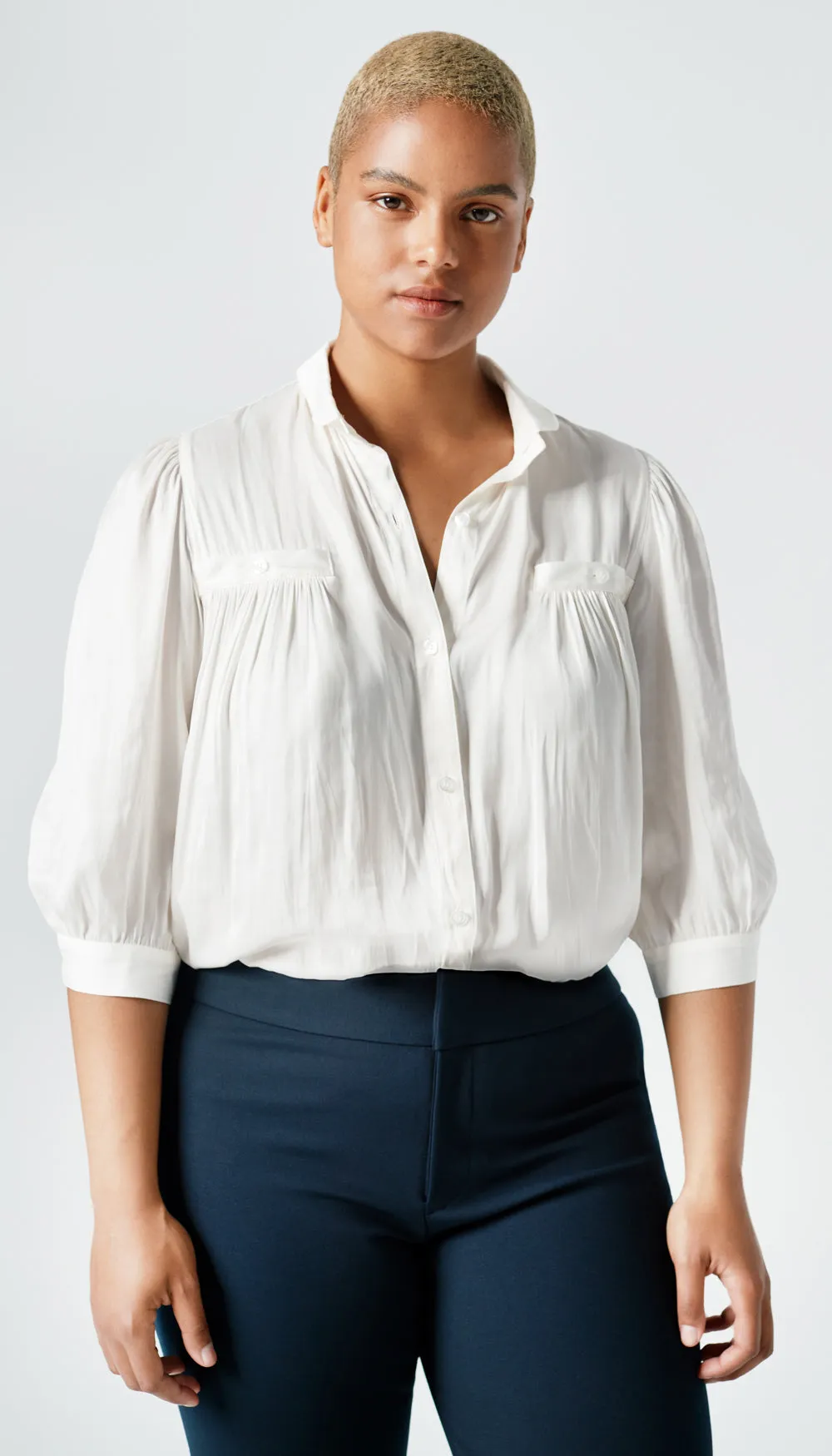 Shirred Pocket Blouse