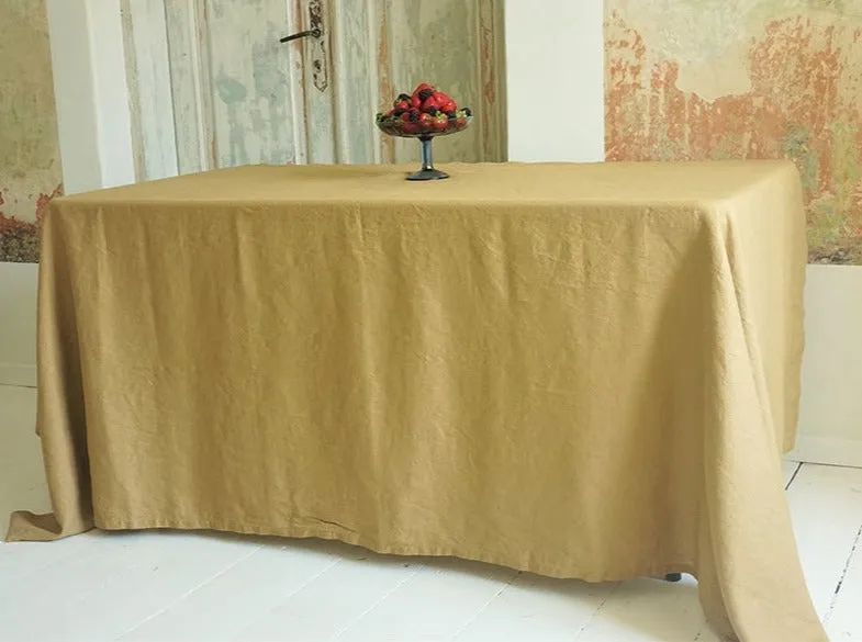 Table Cloth Light Mustard 100% Linen (2 sizes available)