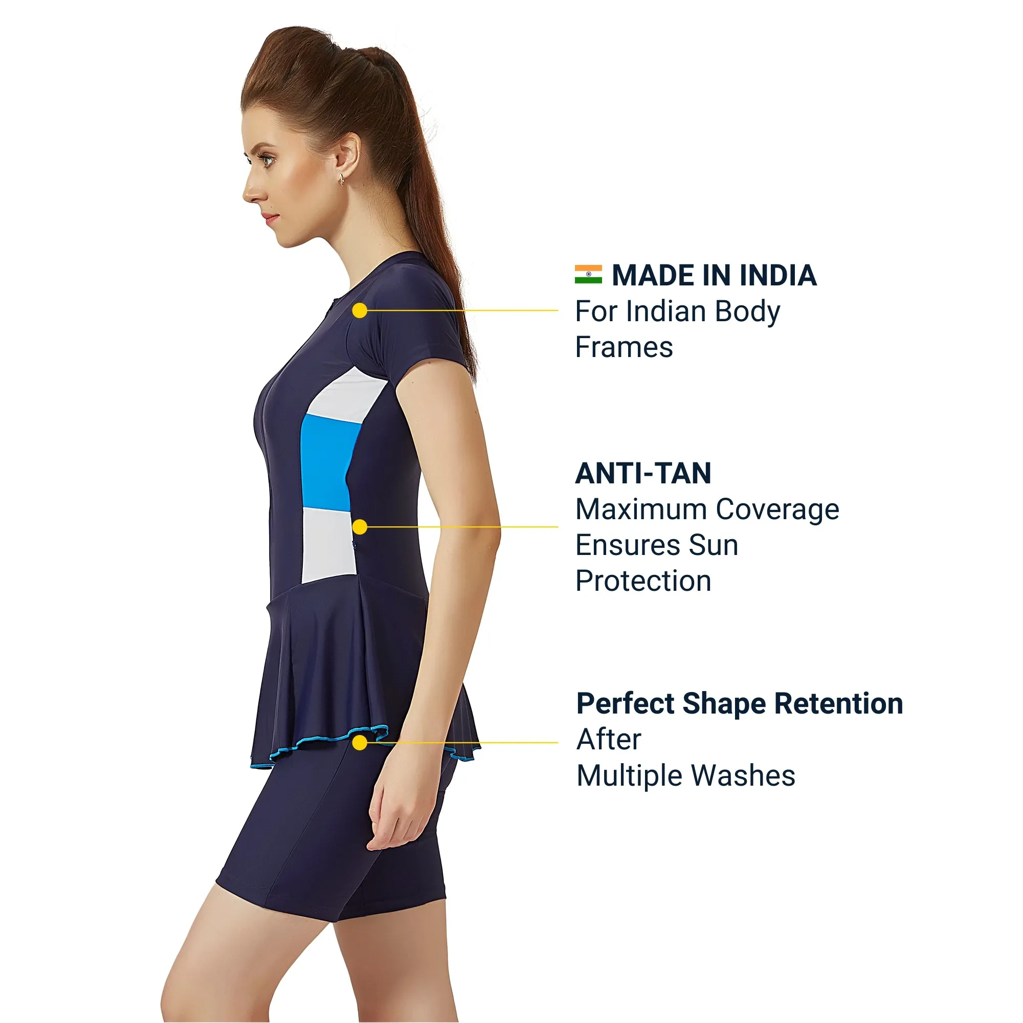 The Boost Women's PADDED SWIM DRESS (Half)  (Sun Protected and Chlorine Tested)