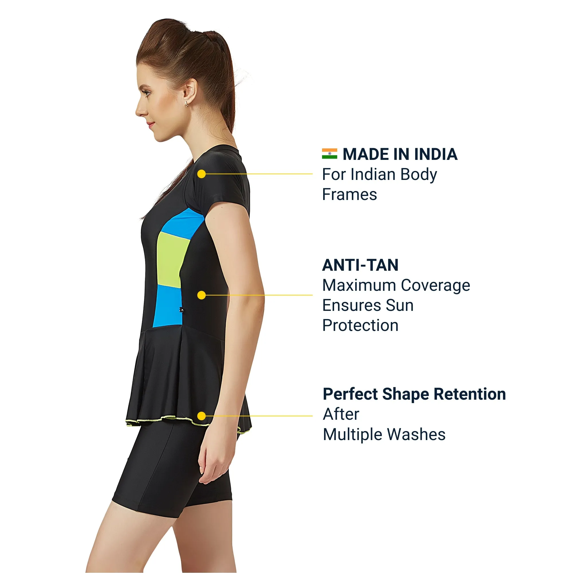 The Boost Women's PADDED SWIM DRESS (Half)  (Sun Protected and Chlorine Tested)