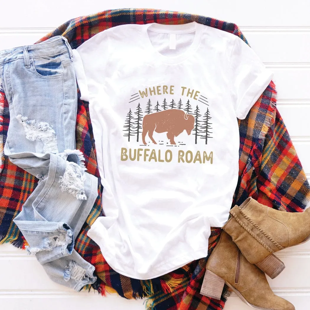 Where The Buffalo Roam Western Graphic T-Shirt - NA156