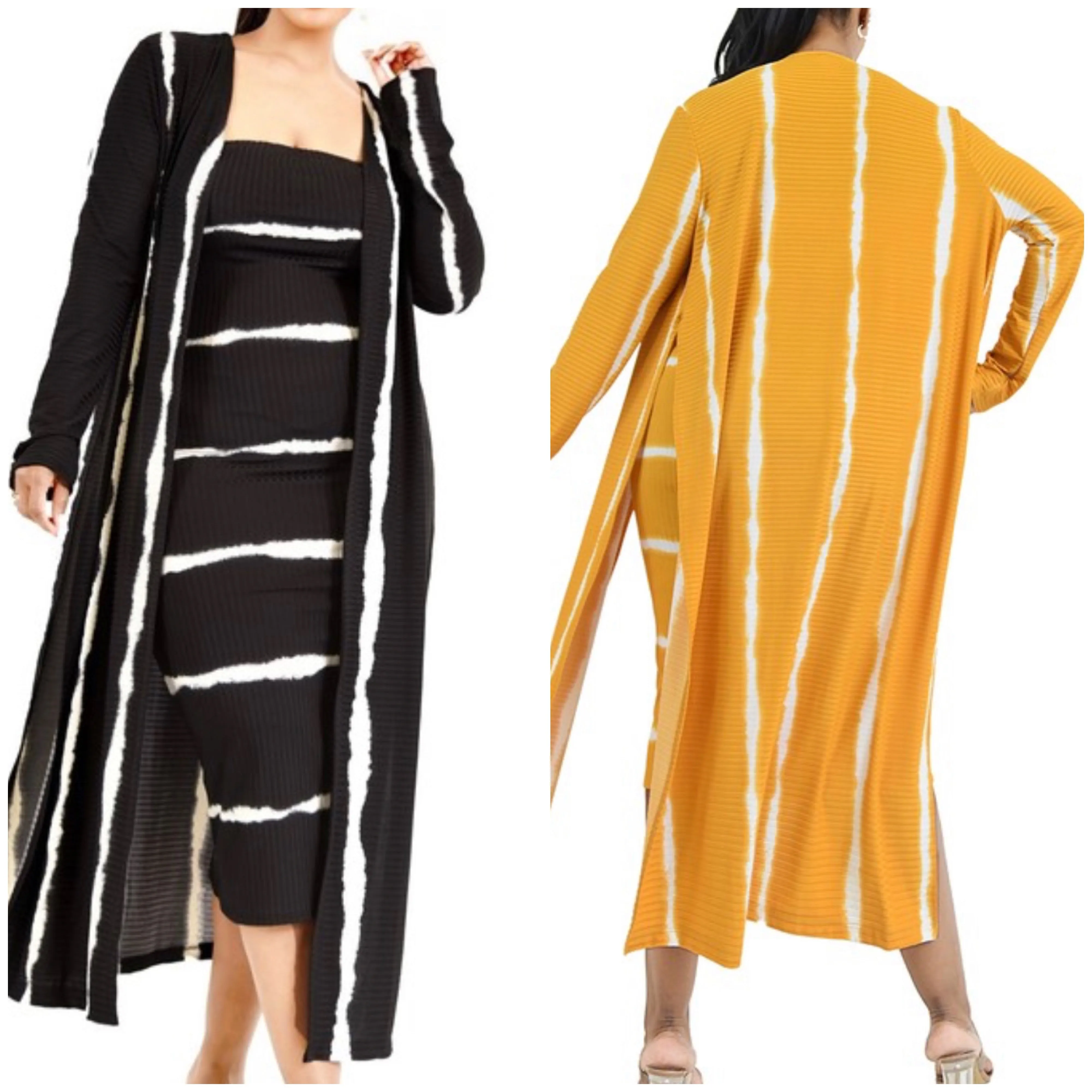 Women’s Plus Size Striped Halter Cardigan Set