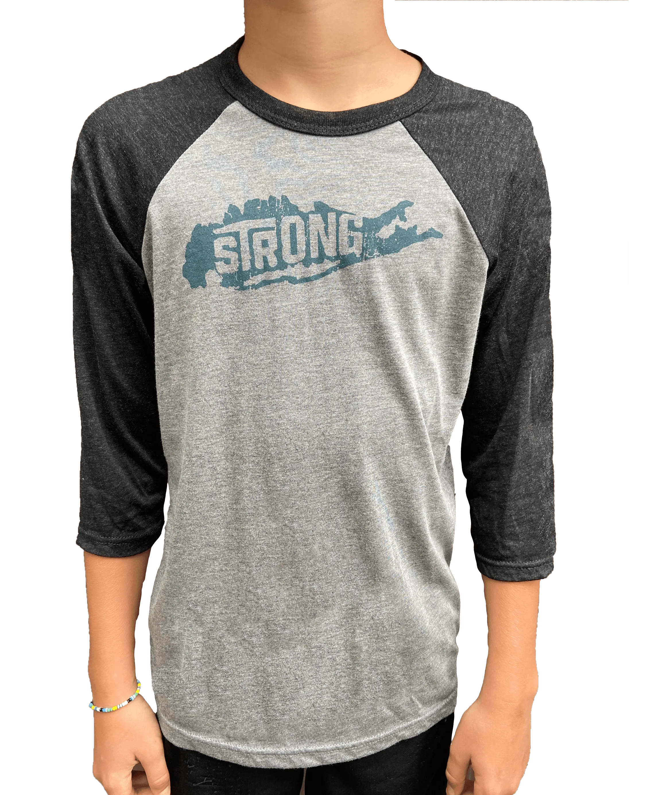 Youth Long Island Strong Charcoal Baseball Tee